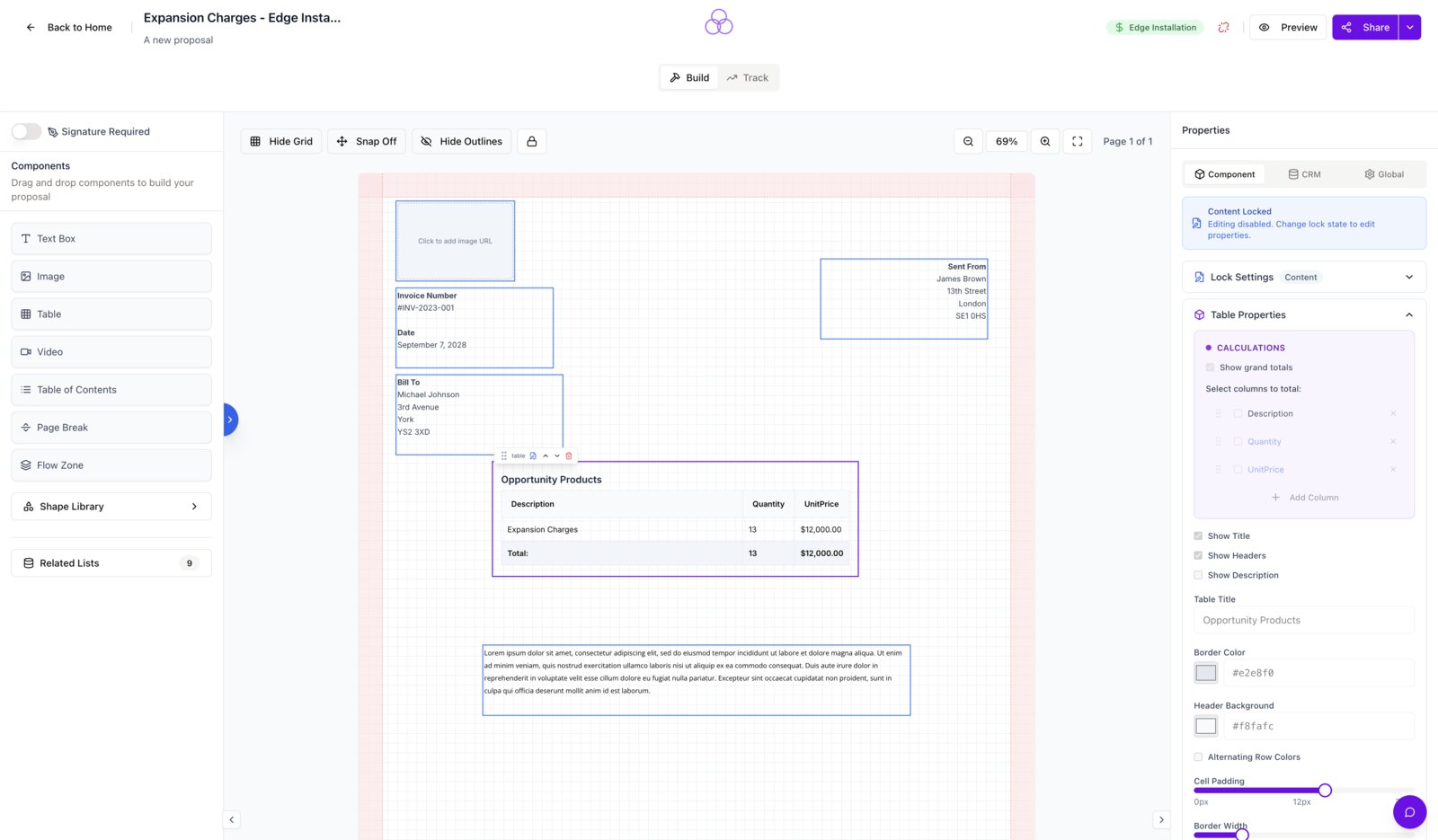 The SalesSign drag-and-drop proposal builder, designed around how reps actually work